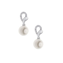 Comete Orecchini Perle D'Amore In Oro Bianco 750‰ Con Diamanti E Perle Coltivate
